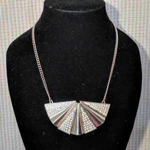 Eye catching silver fan necklace